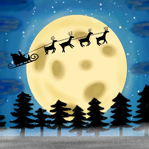 #santa,#deers,#moon,#night,#sky,#wdpholidaybackground
